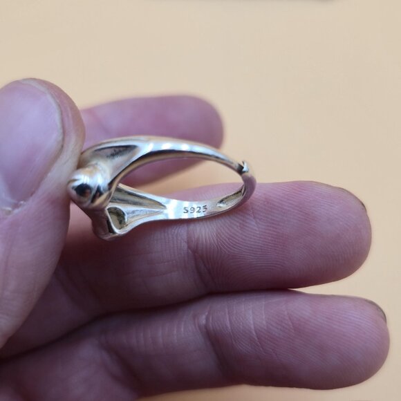 Size 8 Sterling Silver Quality Frog Face Animal Band Ring A5515 - Picture 5 of 8